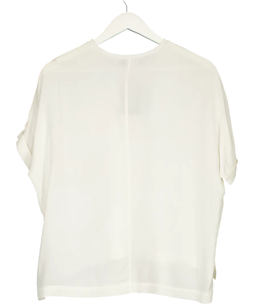 ME   EM White Silk Short Sleeve Top UK 6