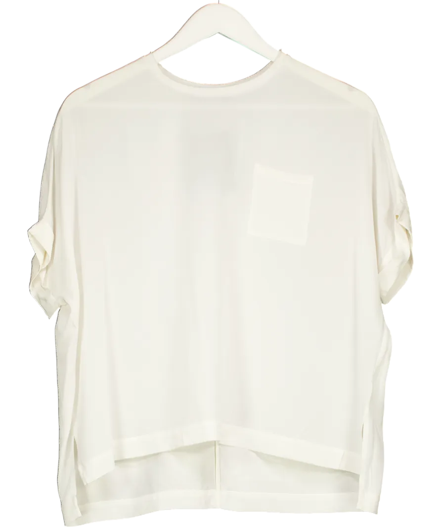 ME   EM White Silk Short Sleeve Top UK 6