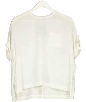 ME   EM White Silk Short Sleeve Top UK 6
