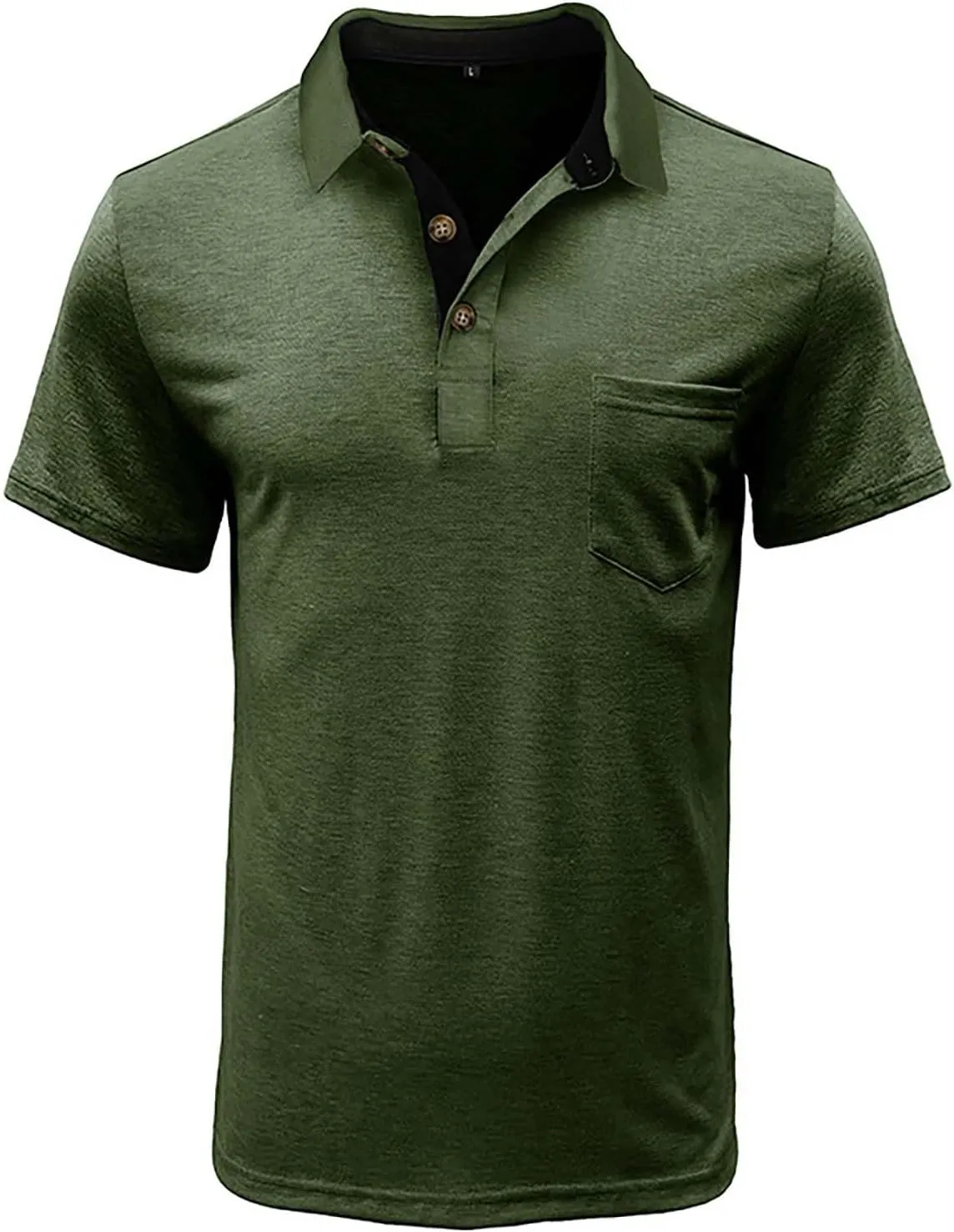 Men's Casual Polo Shirts Classic Cotton Short/Long Sleeve Button Tshirts Regular Fit Vintage Solid Basic Golf Shirts