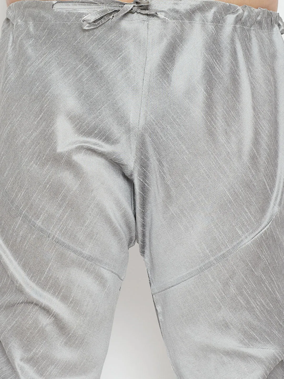 Men's Plus Grey Silk Blend Kurta Pyjama Set - Vastramay