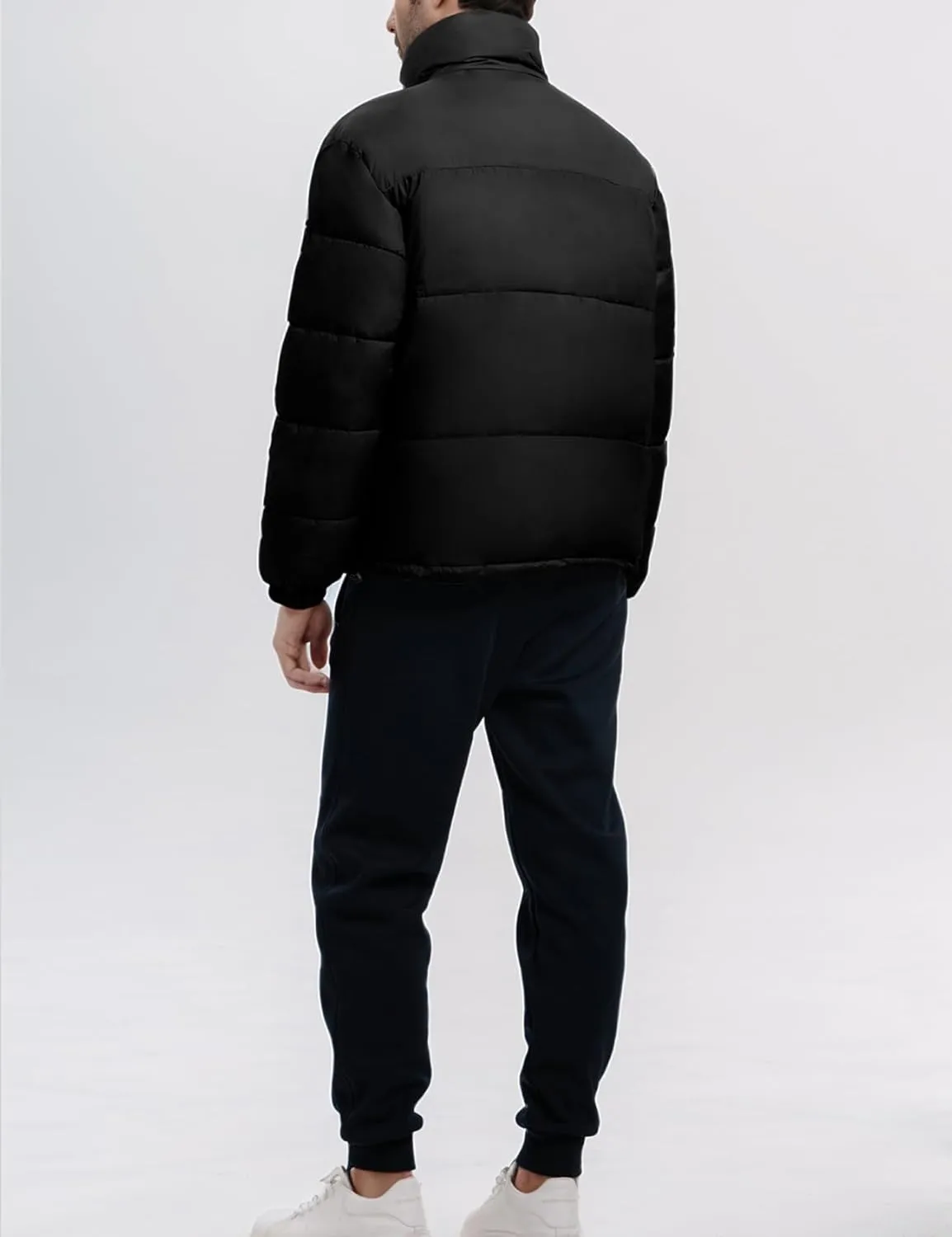 Mens Puffer Jacket Winter Warm Lightweight Puffy Coats Waterproof Long Sleeve Zip Up Quilted Parka Jackets