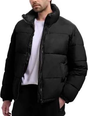 Mens Puffer Jacket Winter Warm Lightweight Puffy Coats Waterproof Long Sleeve Zip Up Quilted Parka Jackets