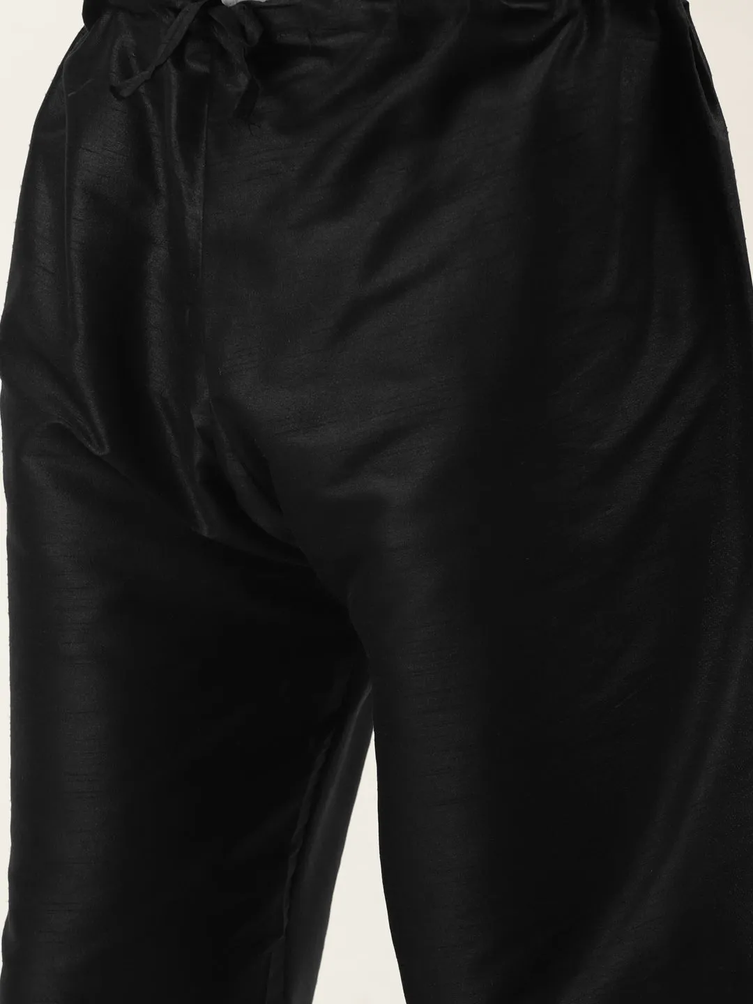 Men's Silk Blend Black Kurta Pyjama & Mustard Nehrujacket Combo - Sojanya