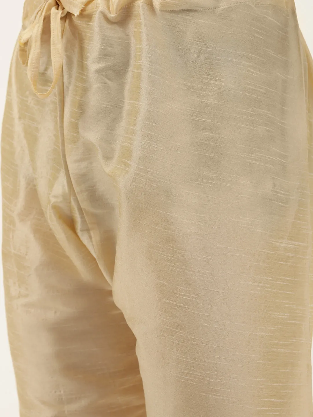 Men's Silk Blend Gold Kurta Pyjama & Maroon Nehrujacket Combo - Sojanya