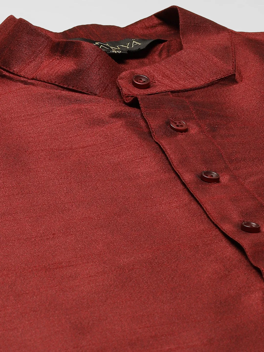Men's Silk Blend Maroon Kurta Pyjama & Offwhite Jacket Combo - Sojanya