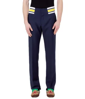 Navy Contrast Rib Pants