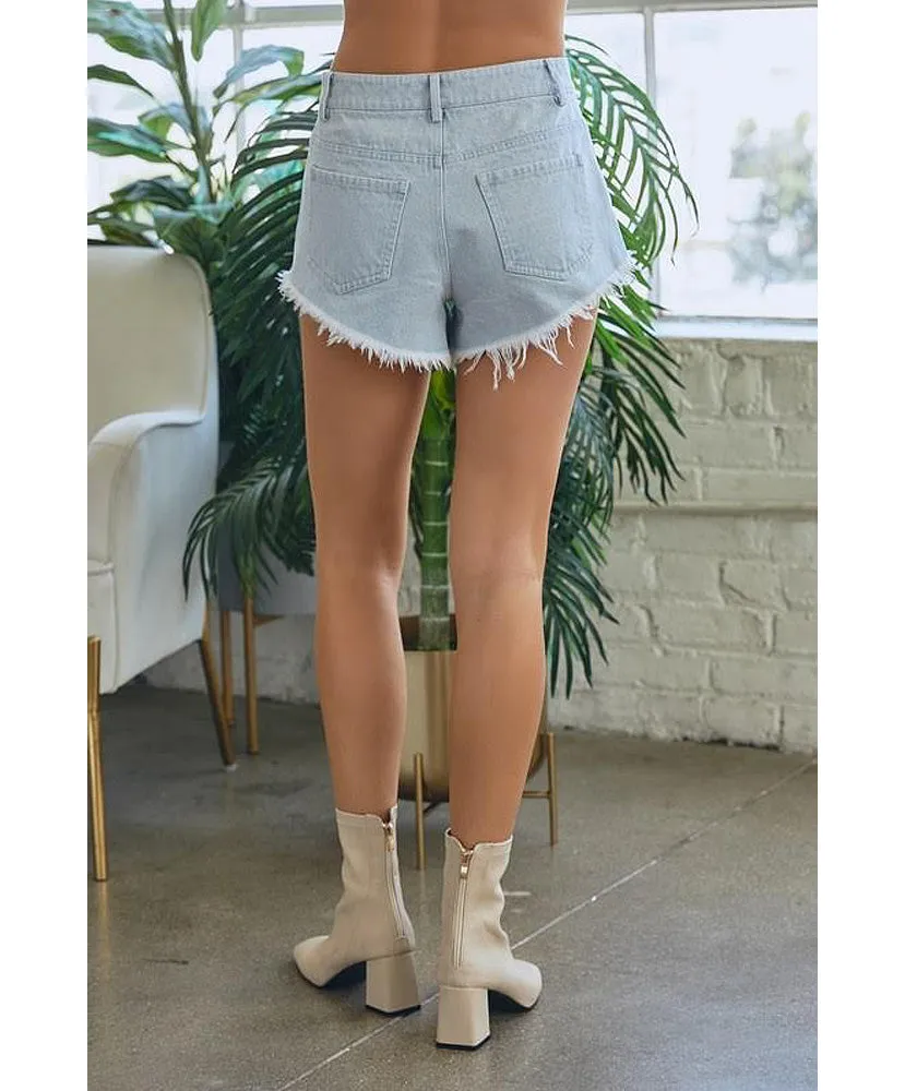 Pearl Rivet Denim Shorts