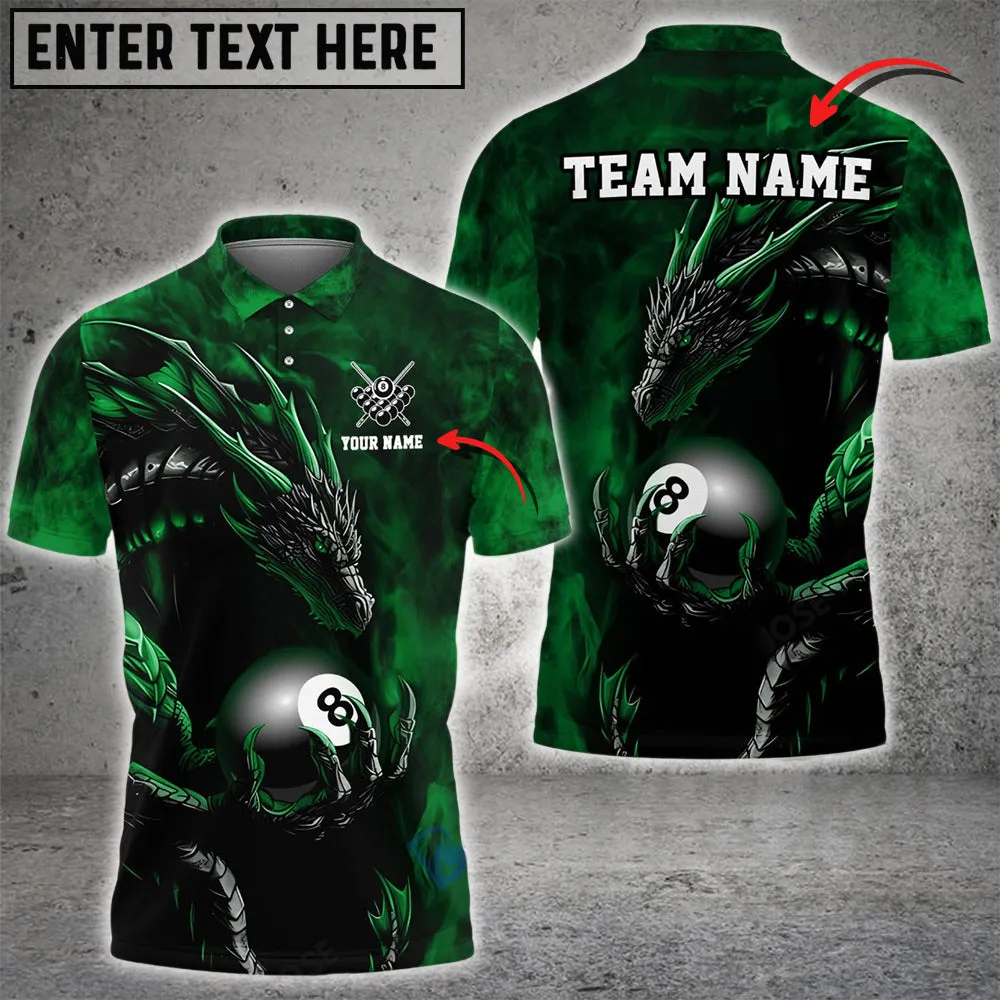 Personalized 8 Ball Aero Dragon Multicolor Billiard 3D Polo Shirt, Perfect Gift for Billiard Players