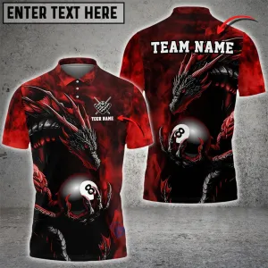 Personalized 8 Ball Aero Dragon Multicolor Billiard 3D Polo Shirt, Perfect Gift for Billiard Players