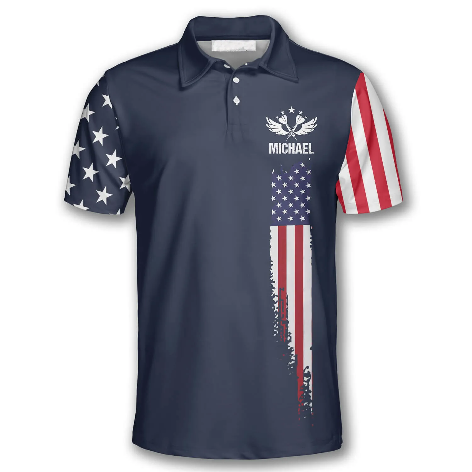 Personalized Name Dart Flag American Polo Unisex Shirt, Dart Flag Shirt, Gift For Him