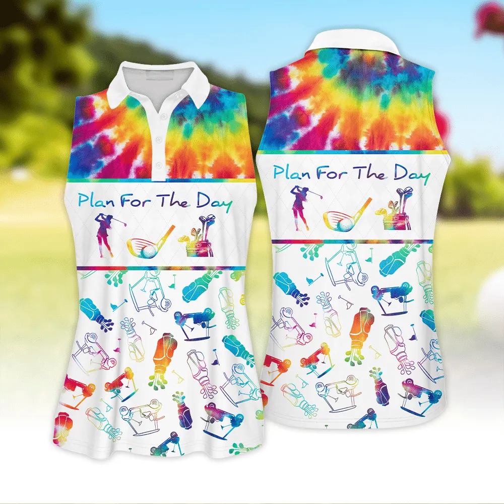 Plan For The Day Tie-Dye Pattern Golf Sleeveless Polo Shirt Short Sleeve Long Sleeve Polo Shirt