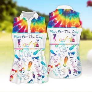 Plan For The Day Tie-Dye Pattern Golf Sleeveless Polo Shirt Short Sleeve Long Sleeve Polo Shirt