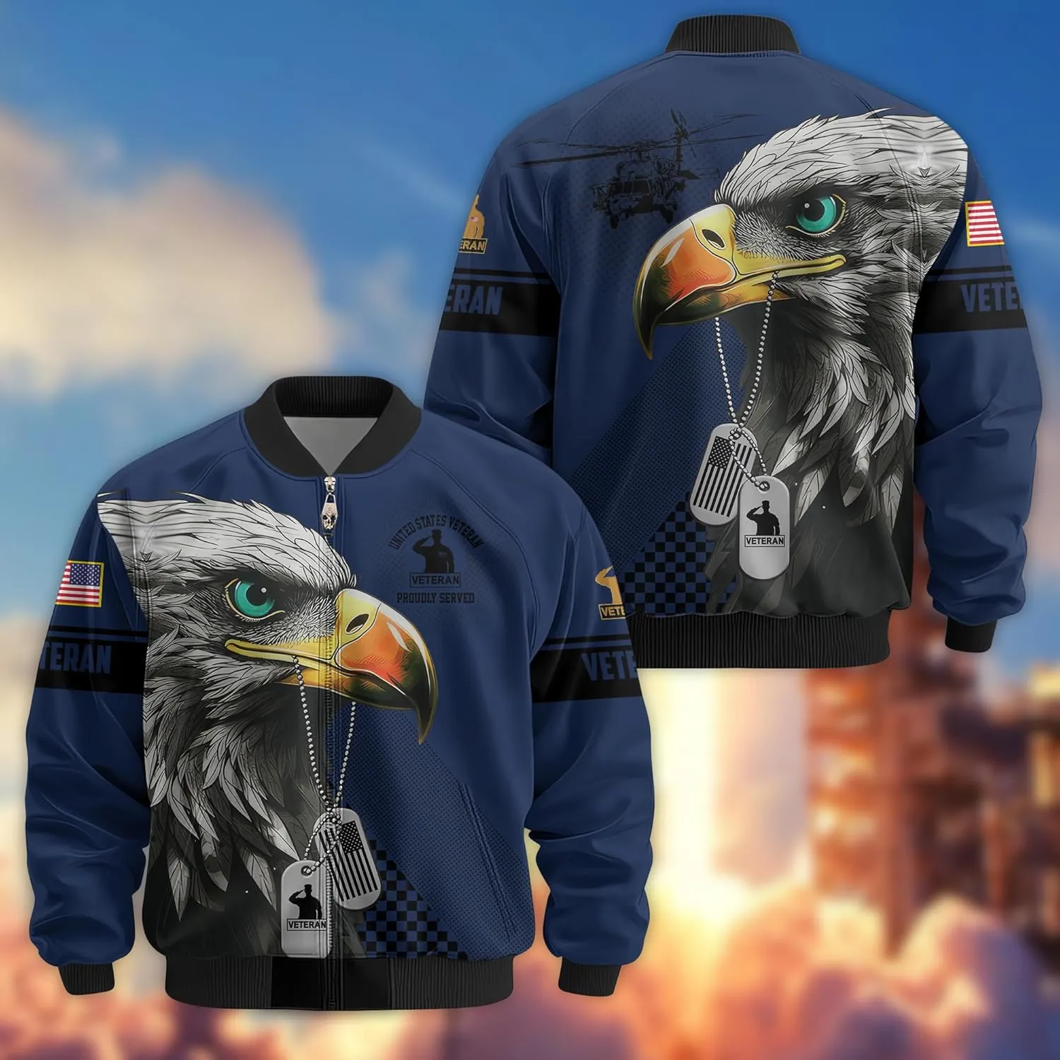 Proudly Served Veterans Varsity Jacket, Military Bomber Jacket Patriotic Style  Perfect Veteran Gift, Ideal for Veterans Day