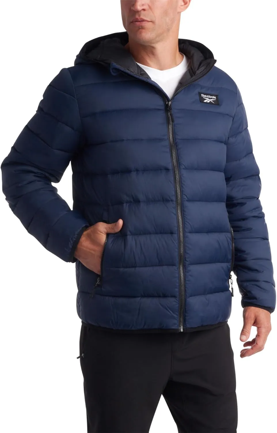 Reebok Men's Jacket  Lightweight Hooded Quilted Puffer Coat  Warm Insulated Winter Jacket for Men (S-4X)