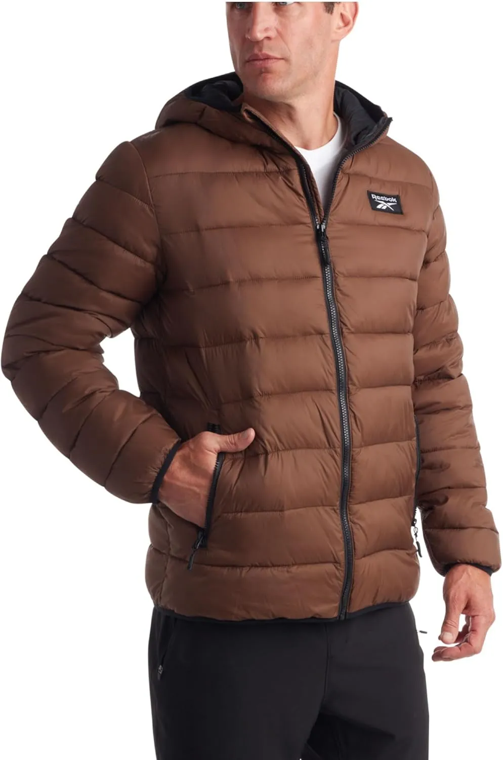 Reebok Men's Jacket  Lightweight Hooded Quilted Puffer Coat  Warm Insulated Winter Jacket for Men (S-4X)
