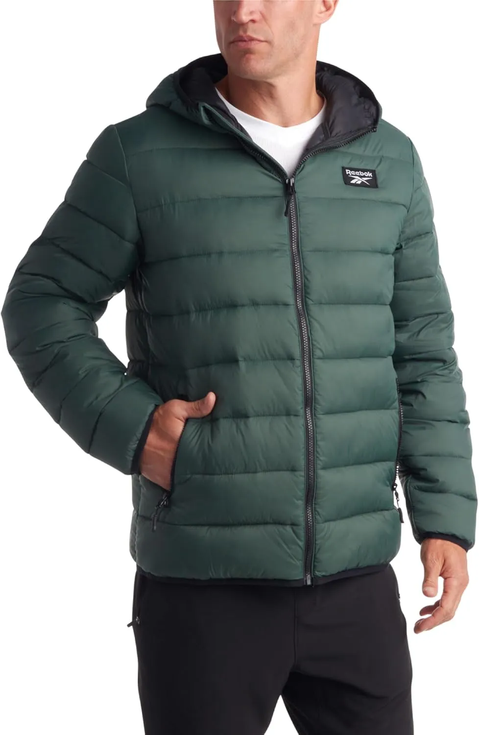 Reebok Men's Jacket  Lightweight Hooded Quilted Puffer Coat  Warm Insulated Winter Jacket for Men (S-4X)