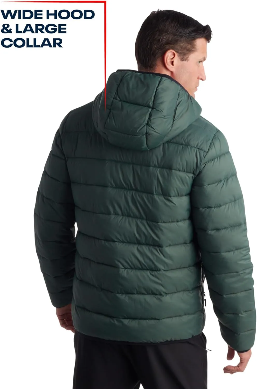 Reebok Men's Jacket  Lightweight Hooded Quilted Puffer Coat  Warm Insulated Winter Jacket for Men (S-4X)