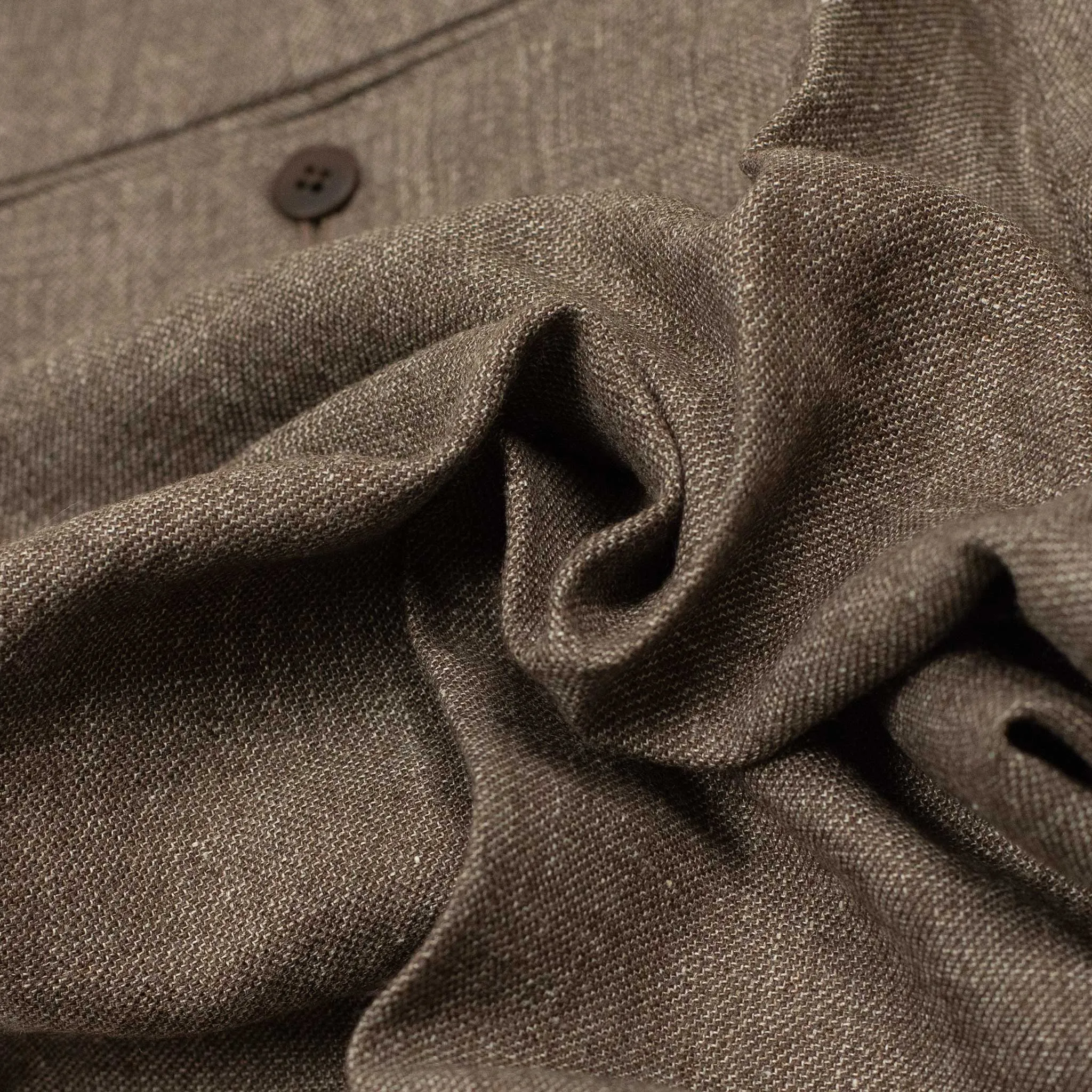 Side tab trousers in mixed brown wool and linen