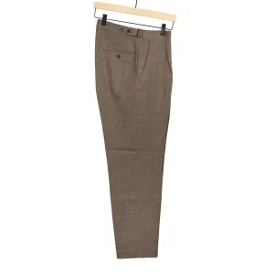 Side tab trousers in mixed brown wool and linen