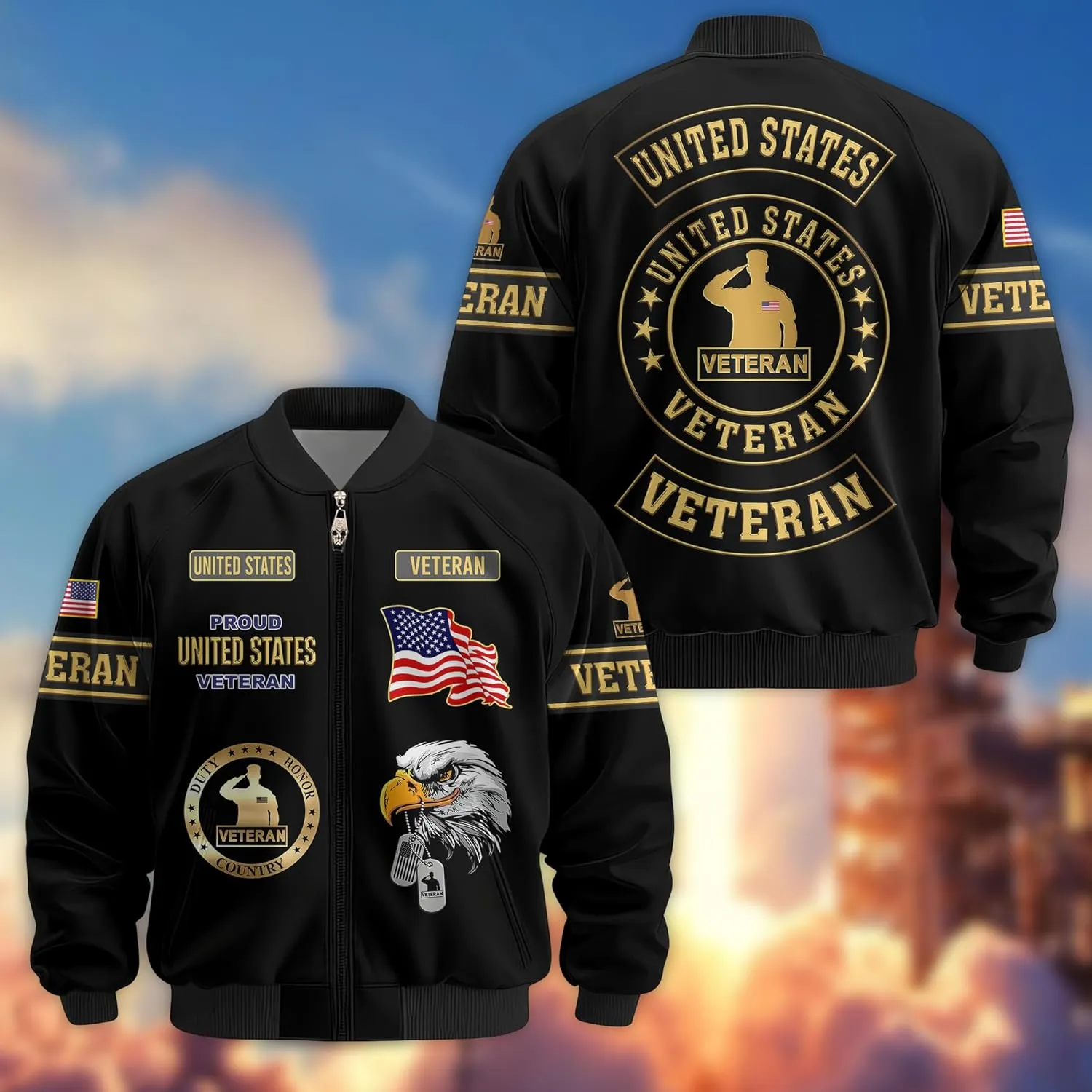 Veterans Jackets Military Bomber Jacket Men Patriotic Jacket Veteran Gifts Veterans Coat Mens Winter Jacket Veteran