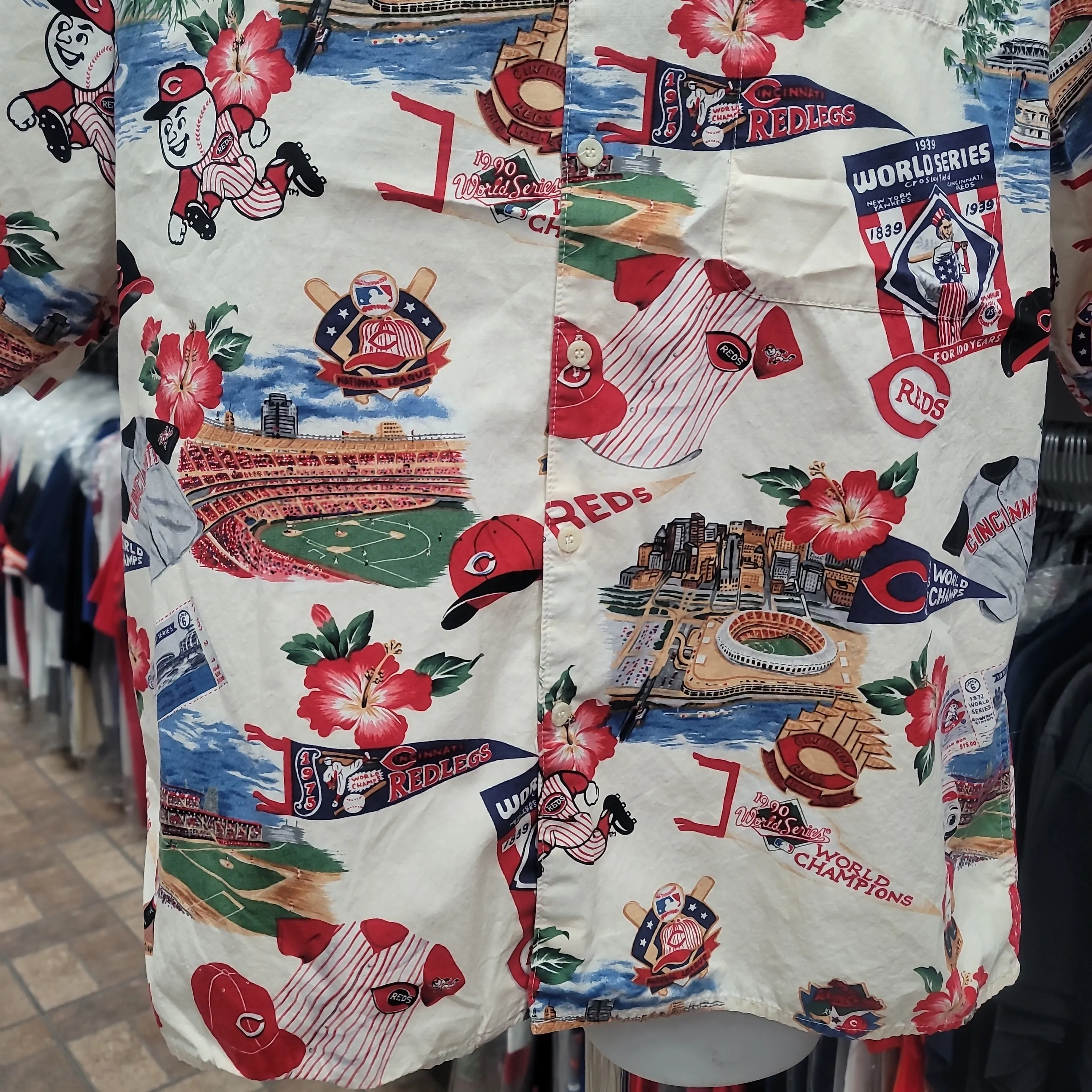 Vintage CINCINNATTI REDS MLB Reyn Spooner Cotton Hawaiian Shirt L