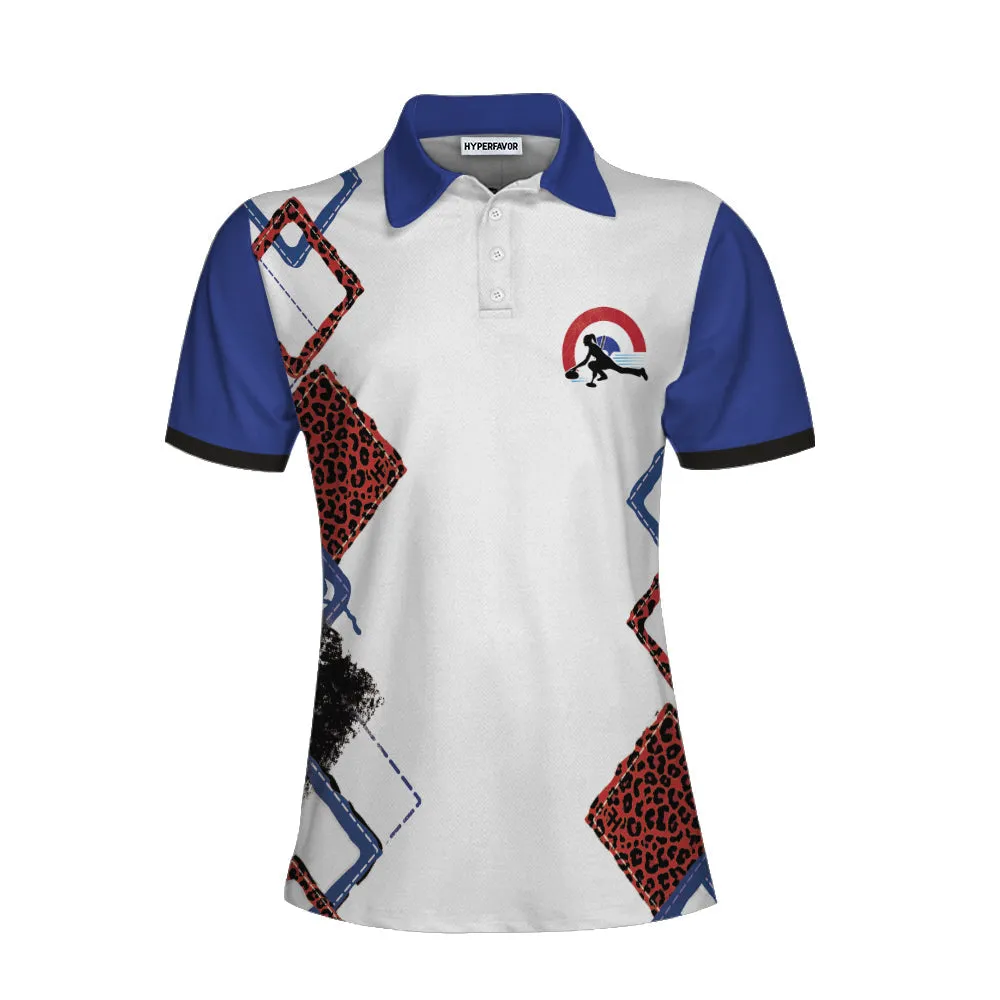 Weekend Forecast Curling With No Chance Of House Clean Or Cooking Short Sleeve Women Polo Shirt, Red Leopard Shirt Coolspod