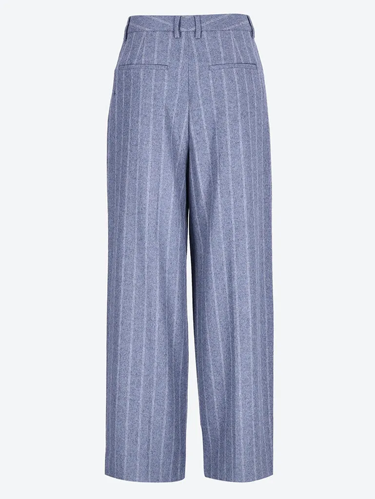 Wide pleated striped pants