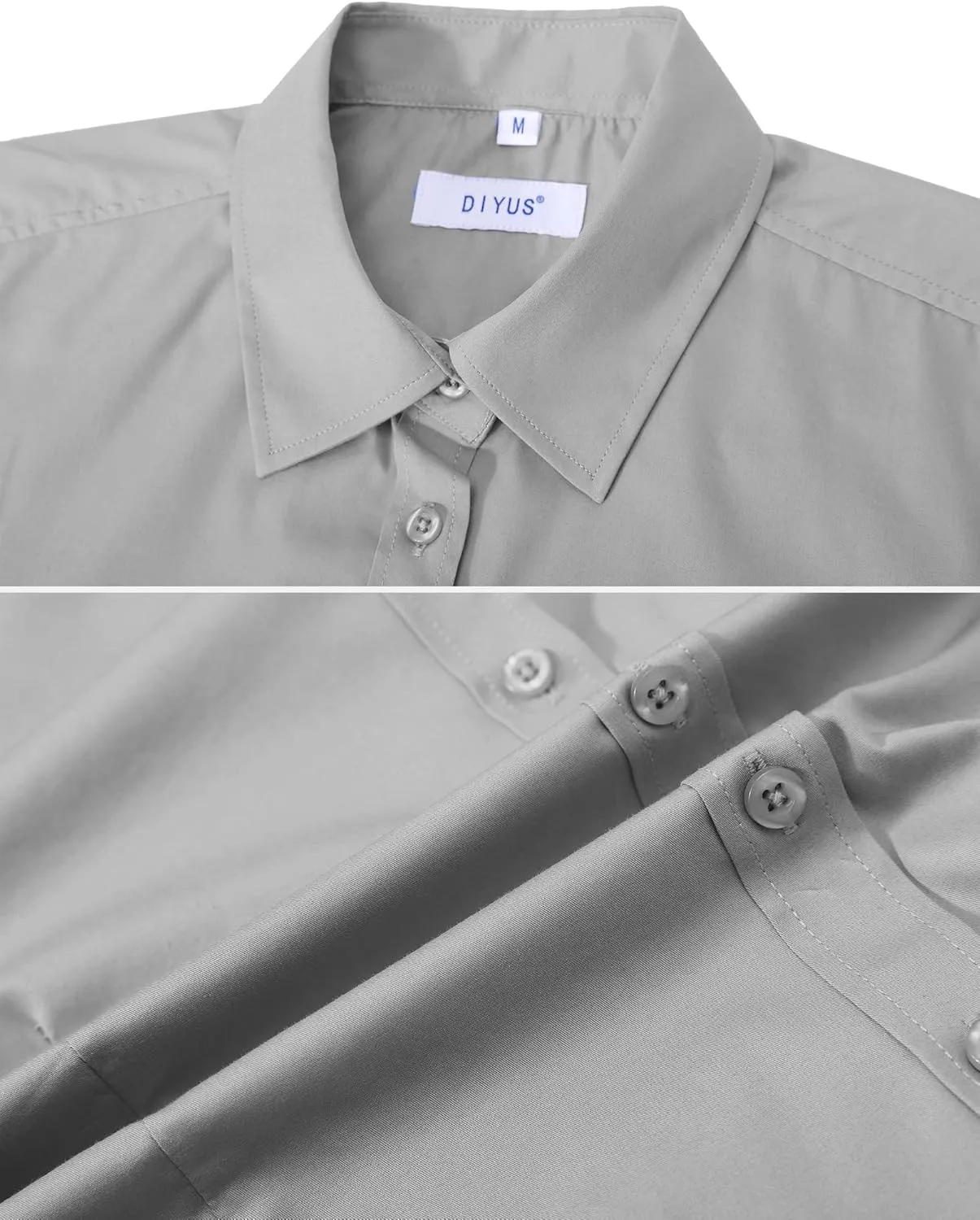 Women's Slim-Fit Button Down Shirts Stretchy Cotton Long Sleeve Work Blouse