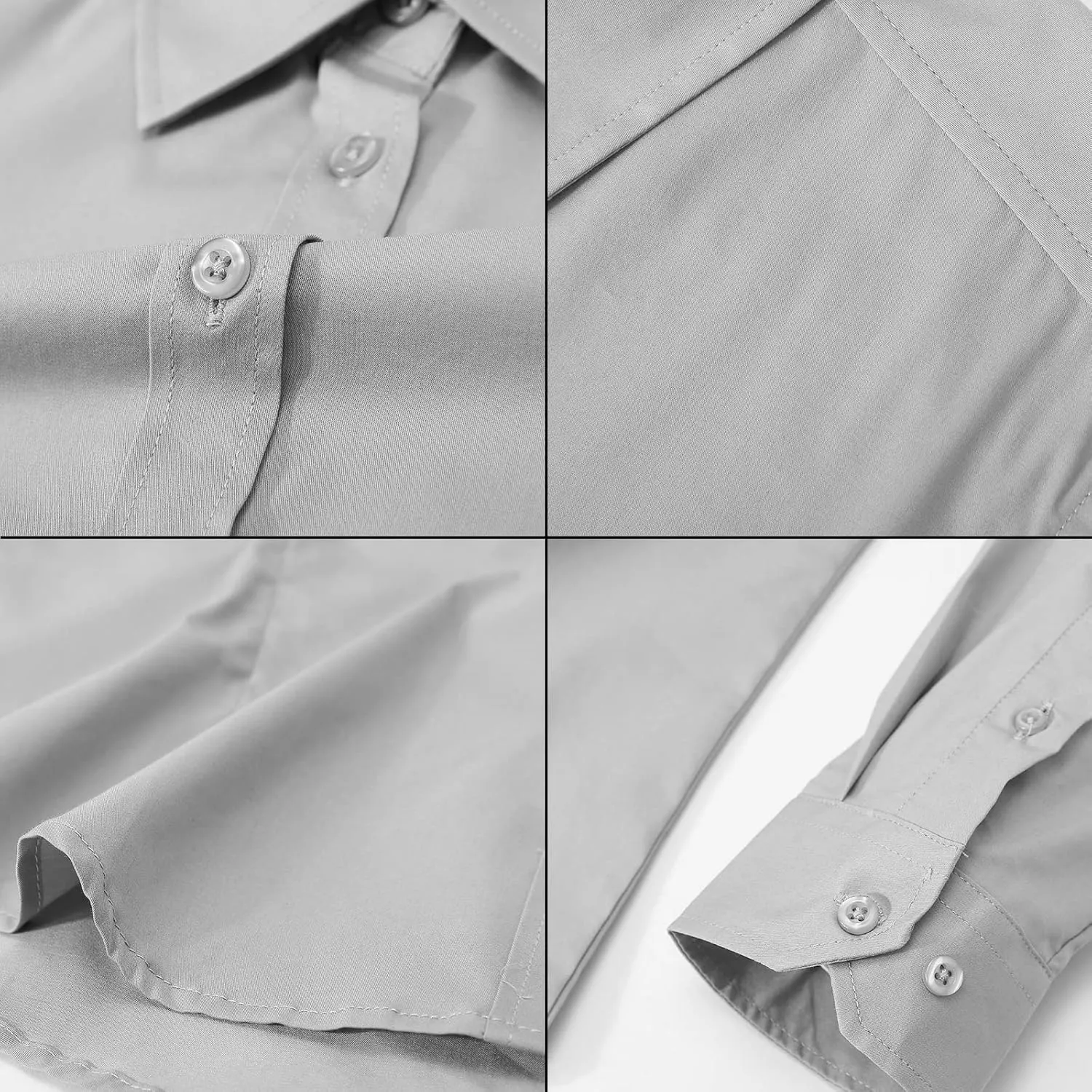 Women's Slim-Fit Button Down Shirts Stretchy Cotton Long Sleeve Work Blouse