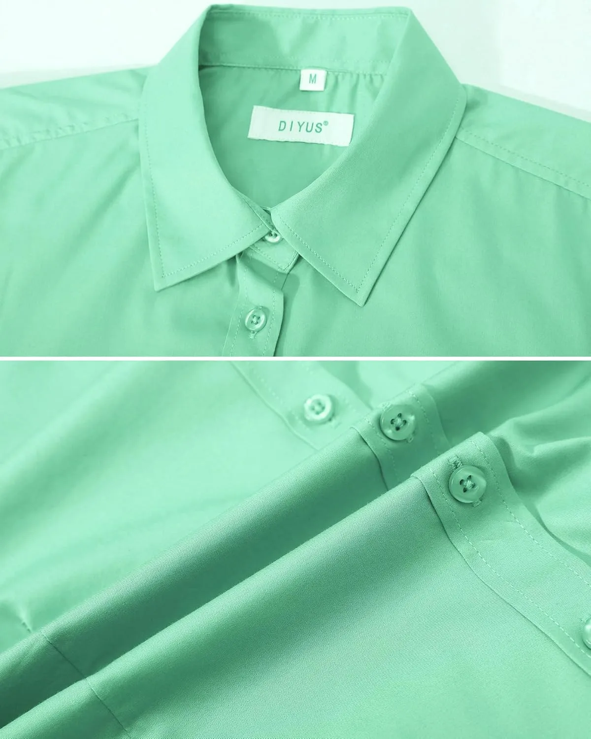 Women's Slim-Fit Button Down Shirts Stretchy Cotton Long Sleeve Work Blouse