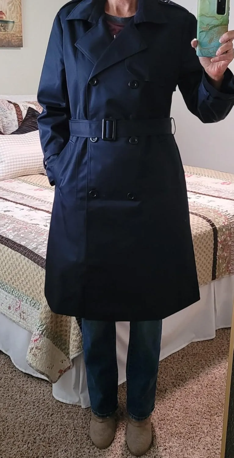 Women's Windproof Double-Breasted Trench Coat Knee-Length Trench Jacket Water-Repellent Outwear with Removable Hood