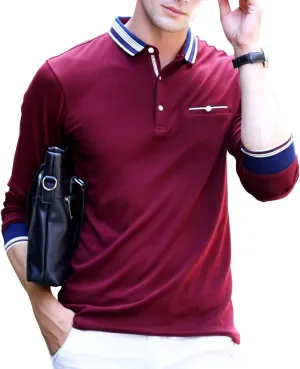 XTAPAN Men's Polo Shirt Casual Long Short Sleeve Classic Fashion Polo Cotton T Golf Sport Shirt