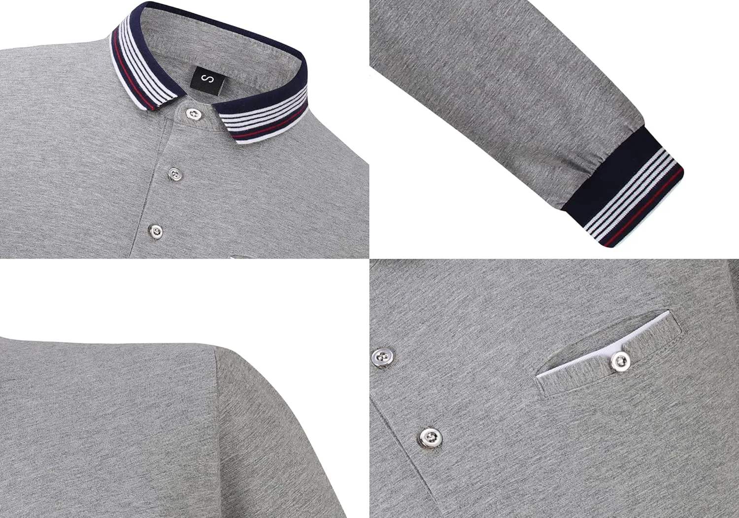 XTAPAN Men's Polo Shirt Casual Long Short Sleeve Classic Fashion Polo Cotton T Golf Sport Shirt