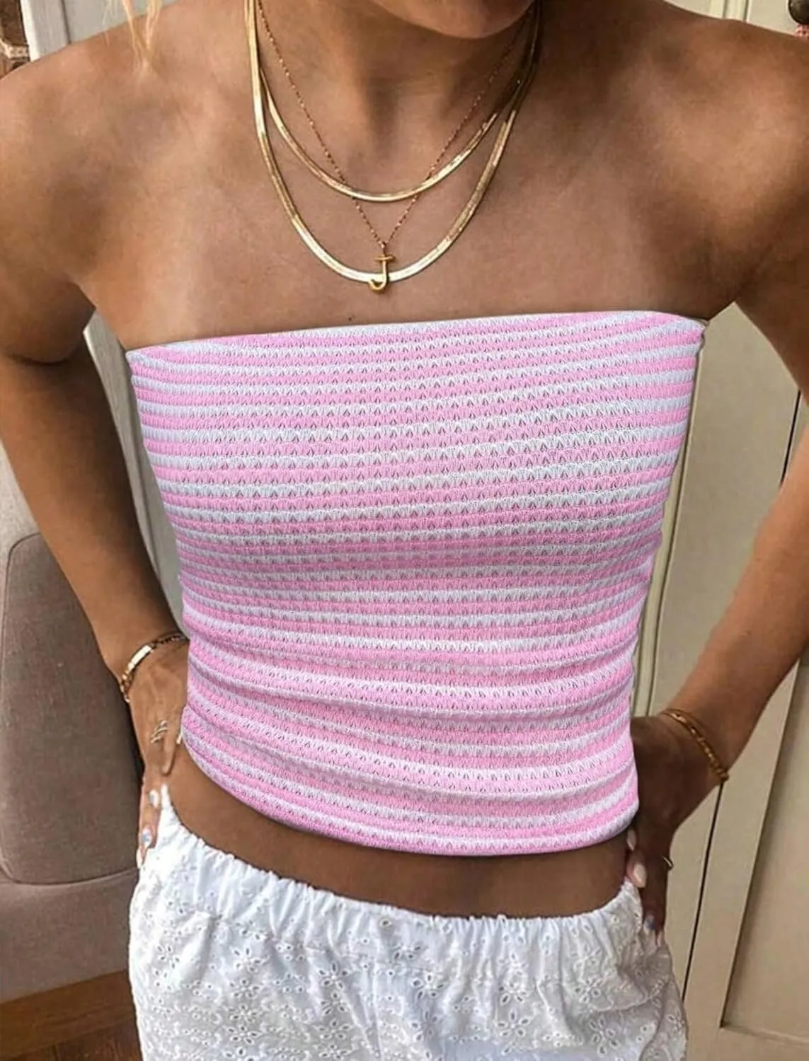 ZAFUL Women Satin Strapless Tube Tops Side Split Sleeveless Backless Bandeau Top Going Out Bustier Tops Silk Tank Top